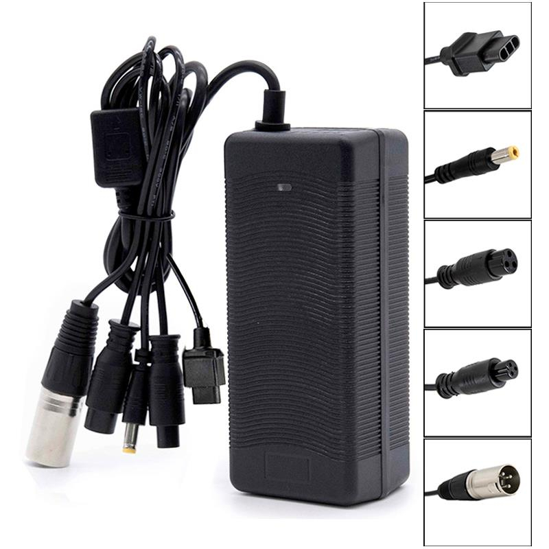 Most universal charger for electric scooters 54.6V connector GX16/GX12/DC5.5mm/XLR/NIU connectors (2A)