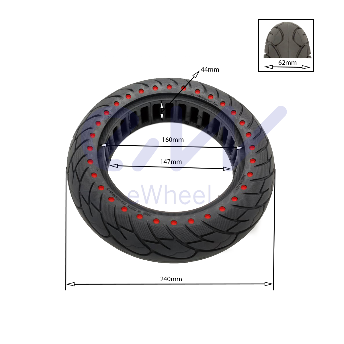 Segway Ninebot Max G30 10X2,50 перфорированная безкамерная покрышка (ultralight)